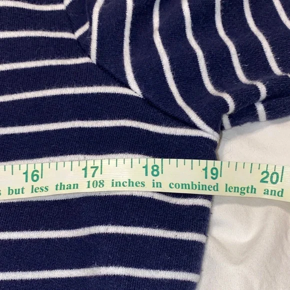 Lauren Ralph Lauren Striped Navy and White Quarter-Zip Sweater - Picture 5 of 8